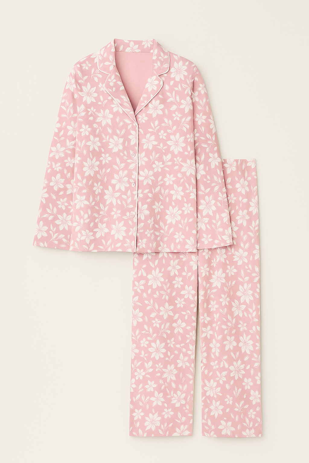 Decent Pink Floral Women Pyjamas