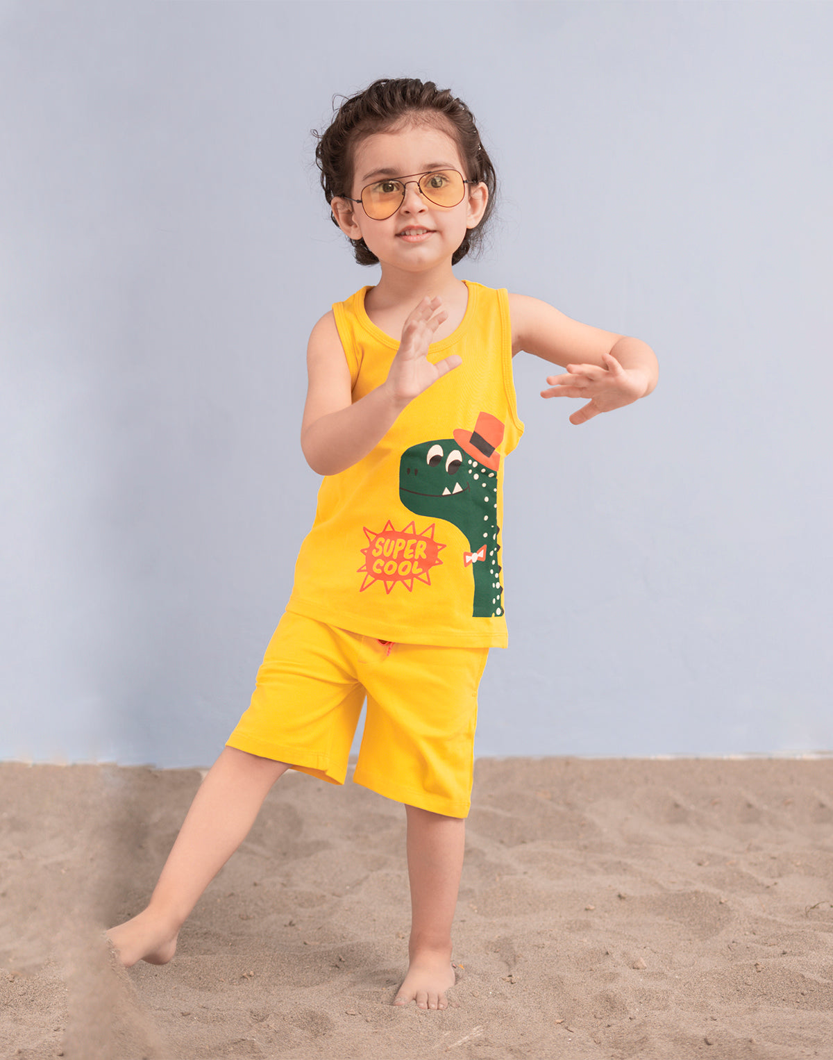 Cool dino dude Kids Tank Top with Shorts