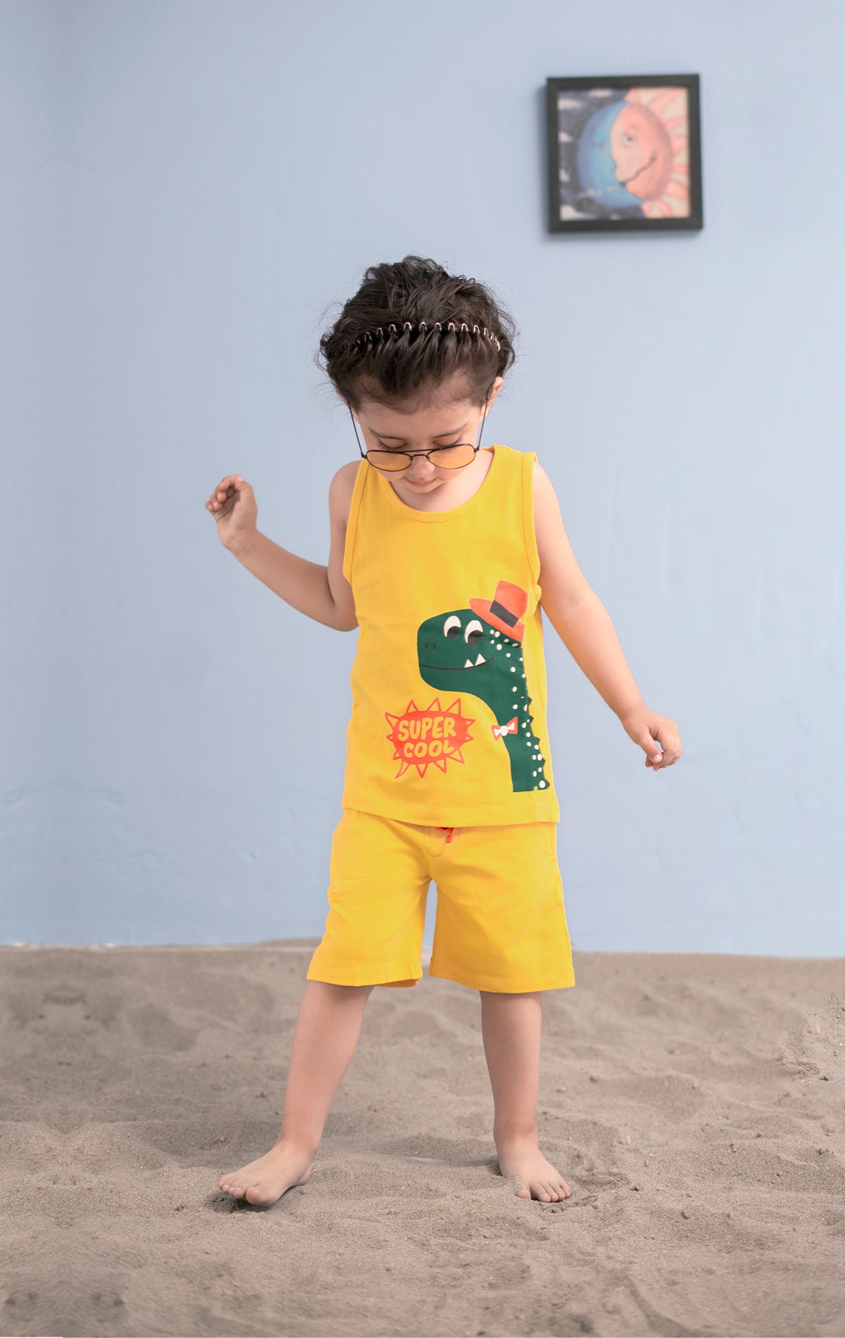 Cool dino dude Kids Tank Top with Shorts