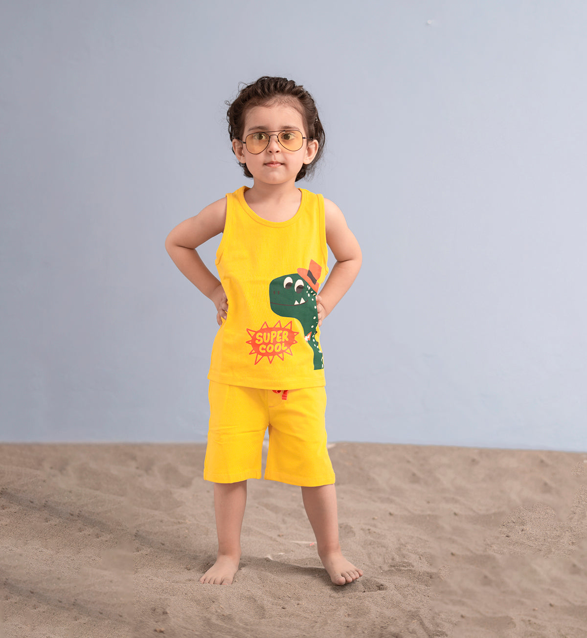 Cool dino dude Kids Tank Top with Shorts