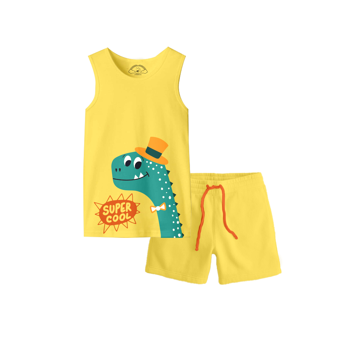 Cool dino dude Kids Tank Top with Shorts