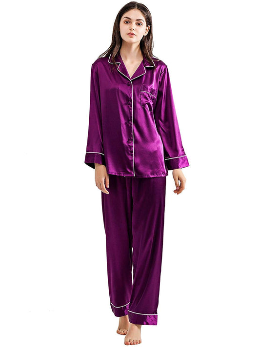 Violet Silk Pajamas -