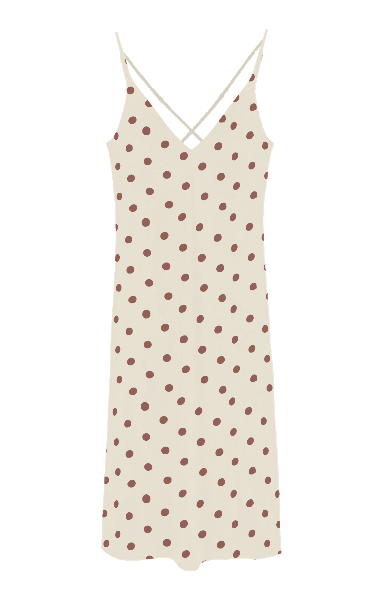 Polka Brown Dot grip silk Nightgown