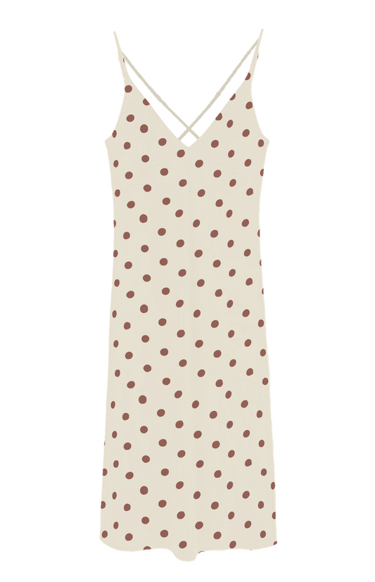 Polka Brown Dot grip silk Nightgown